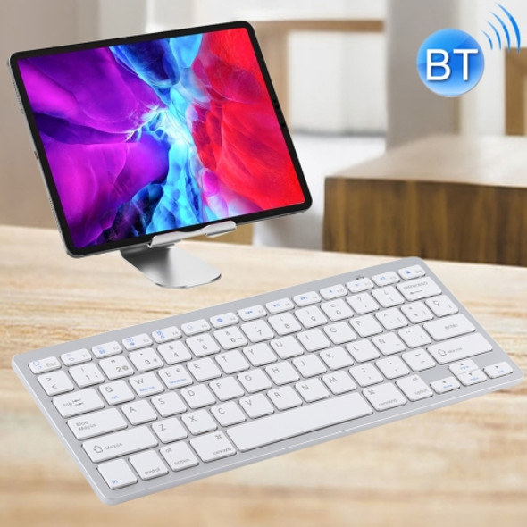 WB-8022 Ultra-thin Wireless Bluetooth Keyboard for iPad, Samsung, Huawei, Xiaomi, Tablet PCs or Smartphones, Spanish Keys(Silver)