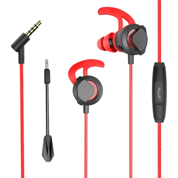 G1 1.2m Wired In Ear 3.5mm Interface Stereo Earphones Video Game Mobile Game Headset With Mic, Deluxe Version Packaging (Red)