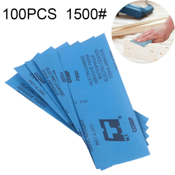 100 PCS Grit 1500 Wet And Dry Polishing Grinding Sandpaper?Size: 23 x 9cm (Blue)