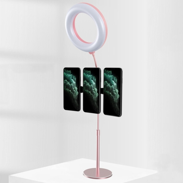 Live Broadcast Fill Light Selfie Light Magnetic Mobile Phone Holder Bracket, Style:Three Phones Version(Rose Gold)