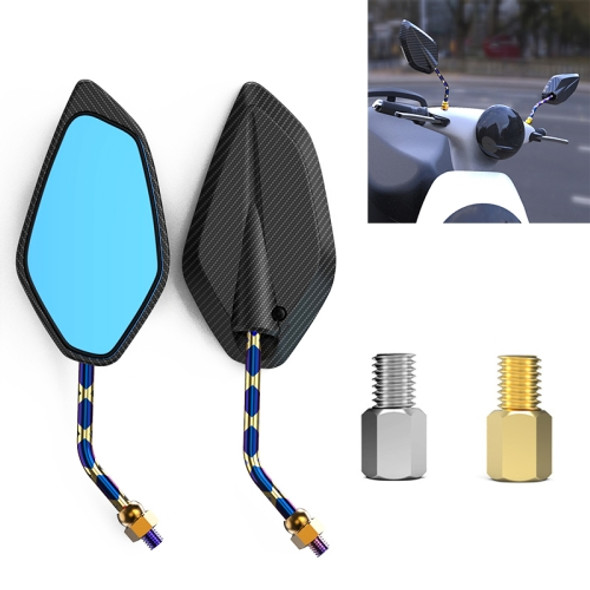 Motorcycle / Electromobile Modified Diamond-shaped Burnt Titanium Plating Rearview Mirror, Style:Carbon Fiber Type X Texture