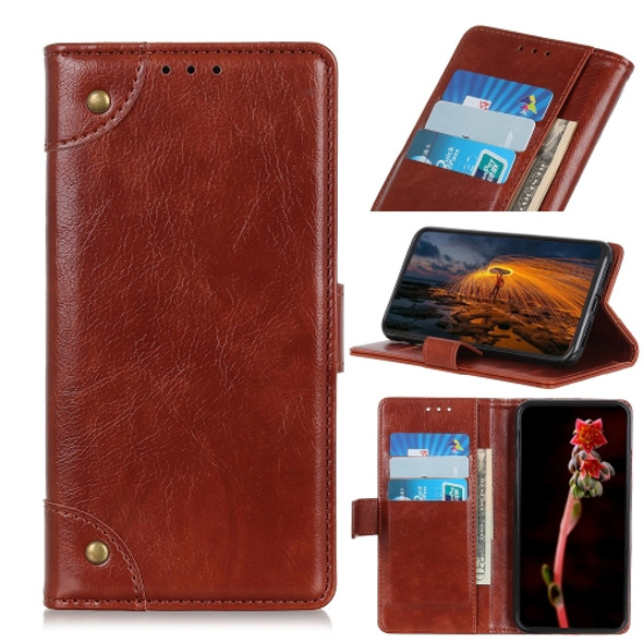 For HTC Desire 20 Pro Copper Buckle Nappa Texture Horizontal Flip Leather Case with Holder & Card Slots & Wallet(Brown)