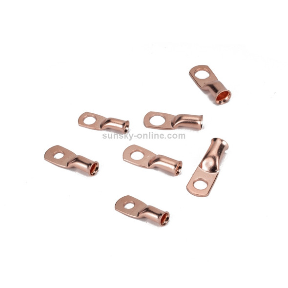 10 PCS AWG T2 Copper Heavy-duty Cold-pressed Wire Terminals 6 x 1/4 with Heat Shrinkable Tube