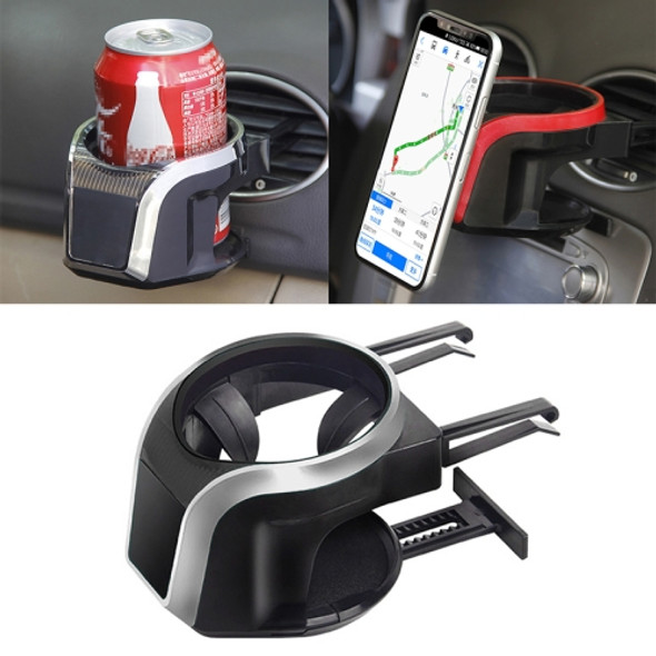 2 in 1 Car Air Outlet Magnetic Mount Beverage Cup Stand Phone Holder(Silver)
