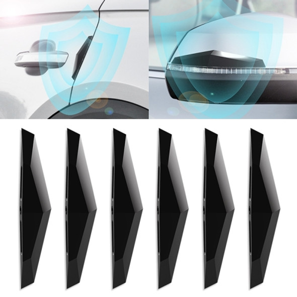 6 PCS Universal Car Screaming Bumper Door + Rearview Mirror Anti-collision Strip Protection Guards Plastic Trims Stickers(Black)