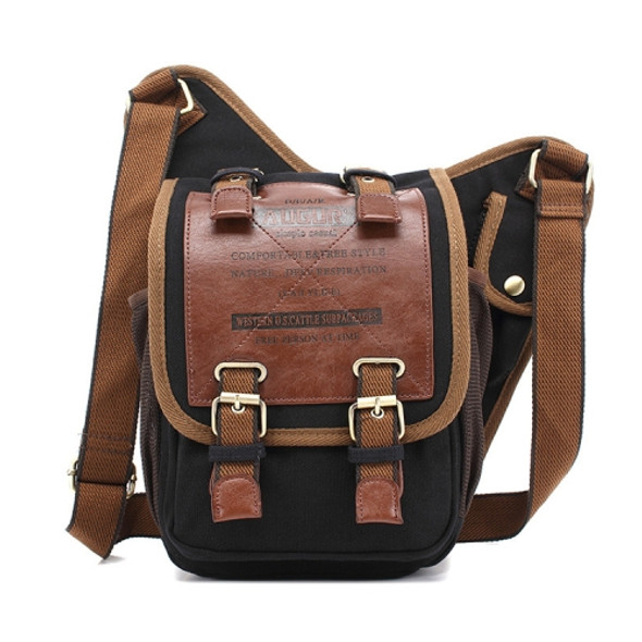 AUGUR 2136 Men Multi-function Retro Canvas Knight Bag Shoulder Messenger Crossby Bag (Black)