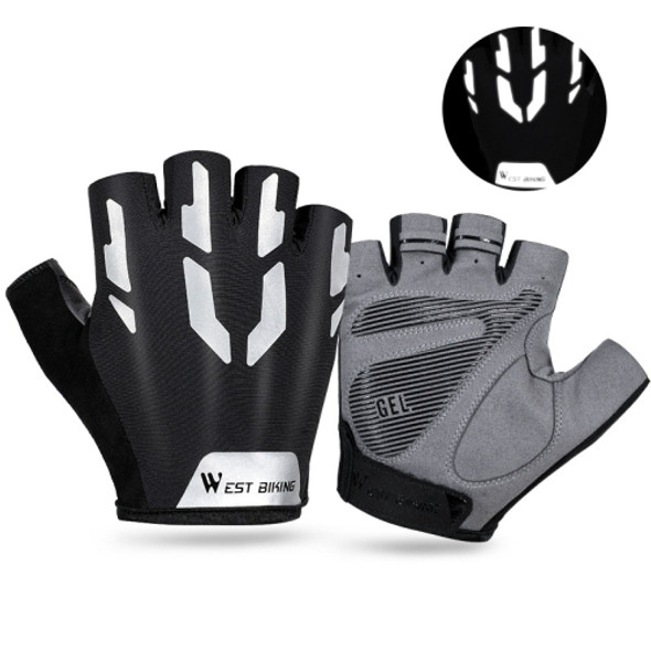 WEST BIKING YP0211211 Cycling Gloves Reflective Riding Shock-Absorbing Half-Finger Gloves, Size: M