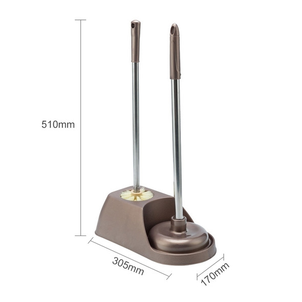 Household Long Handle Toilet Brush Suction Set Without Dead Angle Cleaning Brush(Brown)