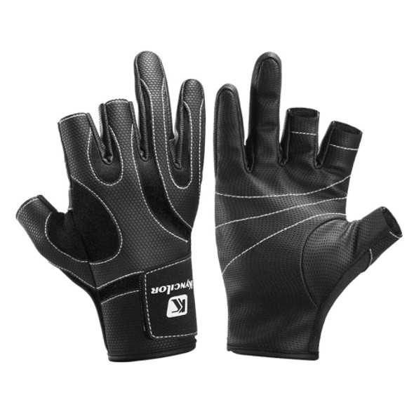 Kyncilor A0062 Outdoor Camping Three-finger Gloves Antiskid Sports Fishing Gloves, Size: M(Black)