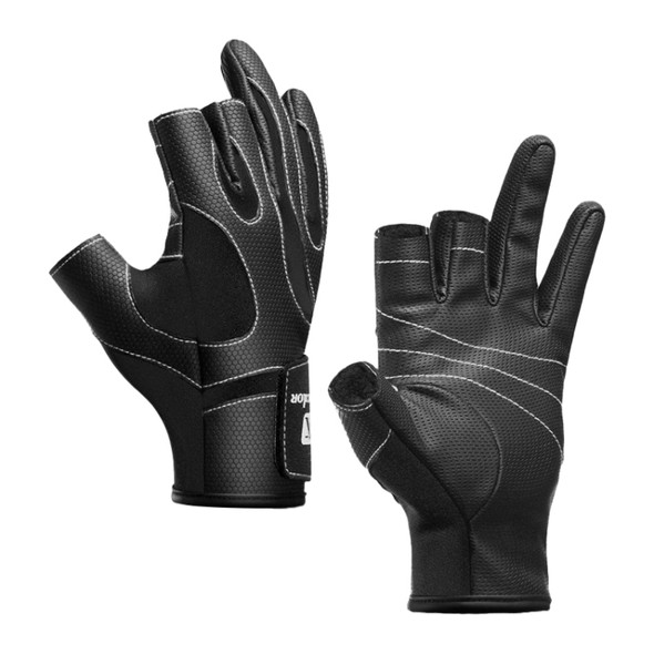 Kyncilor A0062 Outdoor Camping Three-finger Gloves Antiskid Sports Fishing Gloves, Size: M(Black)