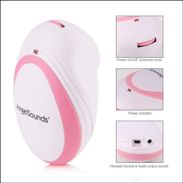 JPD-100S Mini Household Fetal Doppler Prenatal Pocket Baby Ultrasound Detector Angel Sound Heartbeat Pregnant Doppler Monitor(Pink)