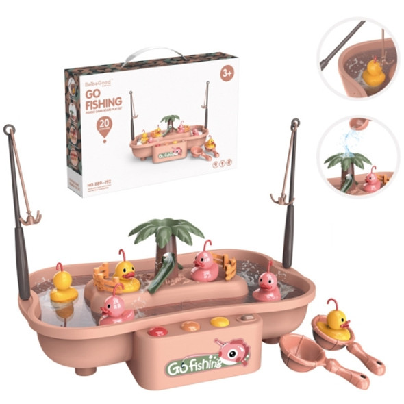 Play House Children Educational Electric Cycle Rotating Fishing Station Summer Water Game Toy Set, Colour: Pink 6 Ducks