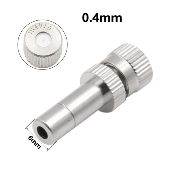 10 PCS 6mm Humidifying And Dedusting Cooling Atomizing Sprinkler Quick-Plug Fog Misting Nozzle, Model: 0.4mm