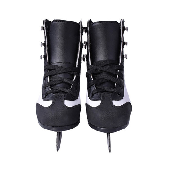 BING XING Unisex Genuine Leather Anti-collision Figure Skating Ice Skates Shoes, Size: 37(Black White)