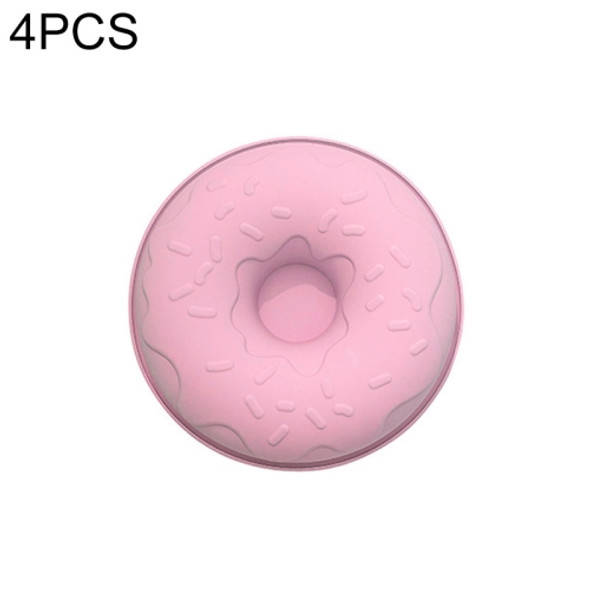 4 PCS DIY Baking Donut Silicone Cake Mold(Pink)