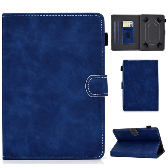 For 8 inch Tablet PC Universal Cowhide Texture Horizontal Flip Leather Case with Holder & Card Slots & Pen Slot(Blue)