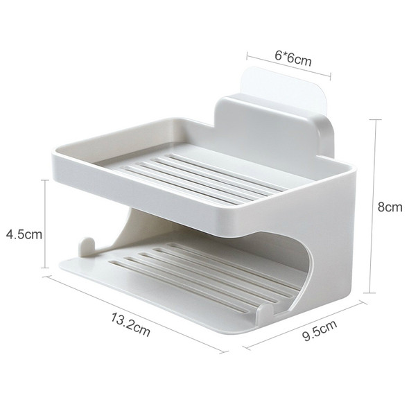 5 PCS Double-layer Soap Rack Bathroom Seamless Viscose Drain Rack Wall-mounted Soap Box, Color:Grey