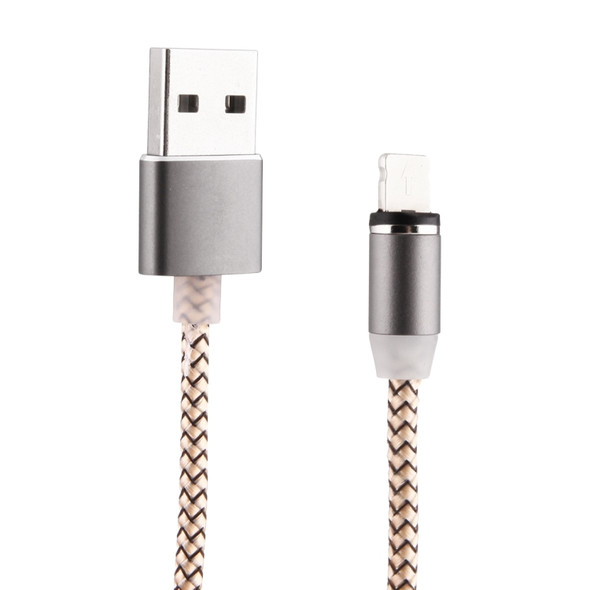 360 Degree Rotation 1m Weave Style 8 Pin to USB 2.0 Strong Magnetic Charger Cable with LED Indicator, For iPhone XR / iPhone XS MAX / iPhone X & XS / iPhone 8 & 8 Plus / iPhone 7 & 7 Plus / iPhone 6 & 6s & 6 Plus & 6s Plus / iPad(Gold)