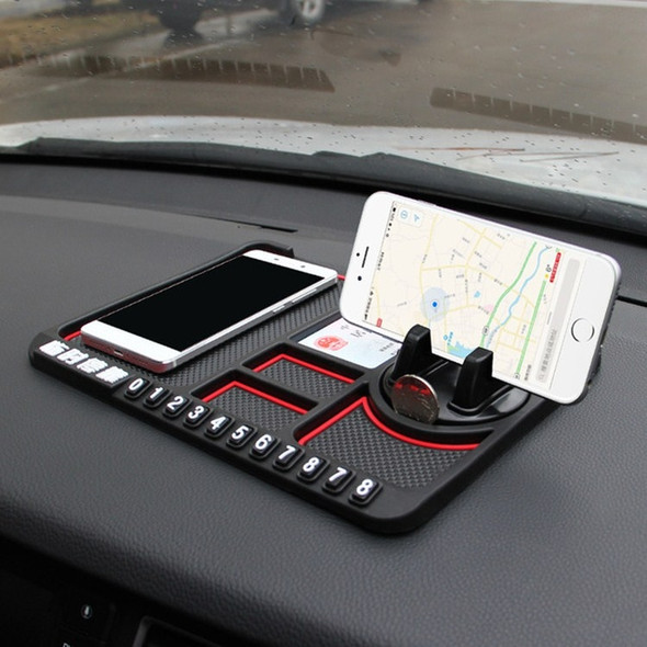 Car Interior Car Multifunctional Instrument Panel Storage Pad Car Phone Bracket Anti-slip Pad With Stop, Style:Rotating Red Circle