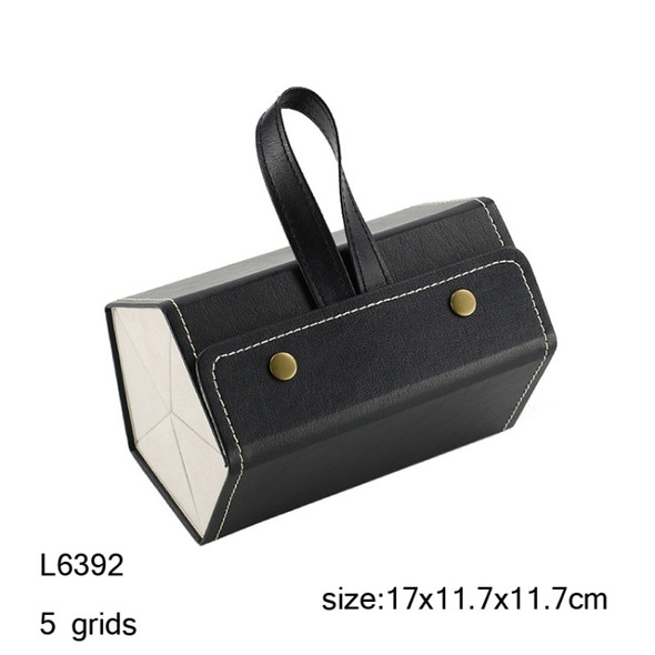 Multifunctional Jewelry Glasses Storage Box Small Grain PU Leather Handmade Glasses Case,Model: L6392 (Black)