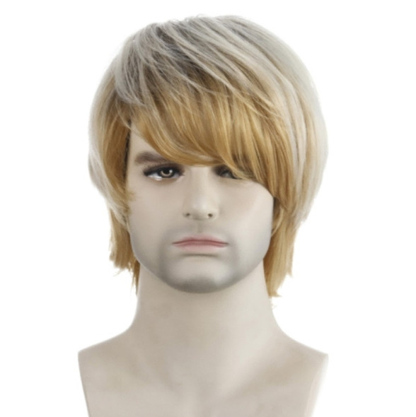 Light Blond Short Hair Men Chemical Fiber Wig(Light Gold)