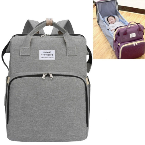 Portable Folding Crib Large Capacity Double Shoulder Mummy Pack Bag(Gray)
