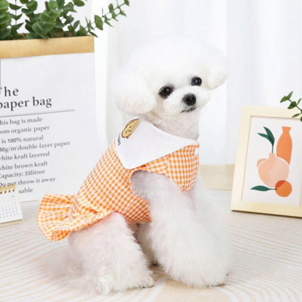 Pet Clothing Dog Dress Bubble Plaid Skirt, Size: M(Orange)