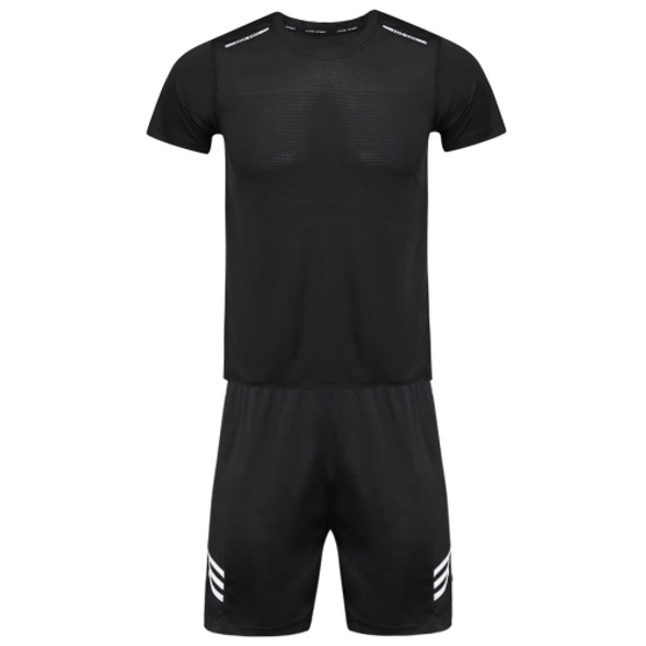 Sports Casual Short Sleeve Top + Black Shorts Set (Color:Black Size:S)
