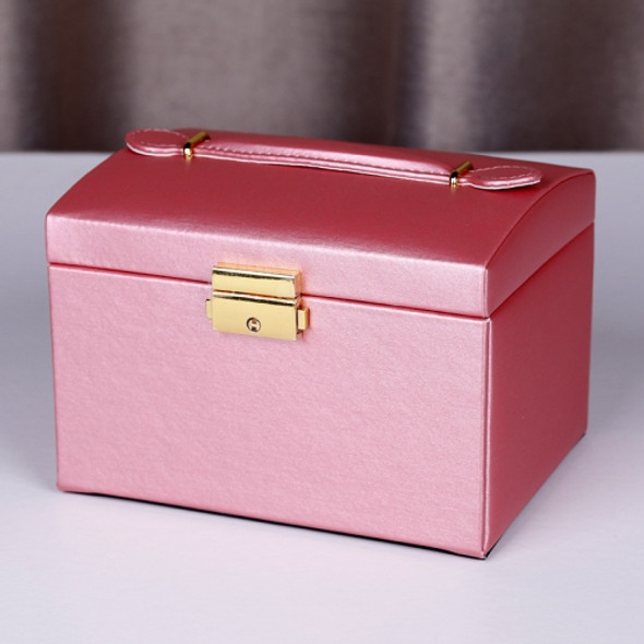 PU Leather Three-Layer Jewelry Box Storage Display Packaging Box, Colour: Rain Silk Texture (Red)