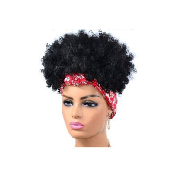 Headscarf Wig Black Gradient Small Curly Wig Explosive Headgear, Colour: 4.TJA5-1B#