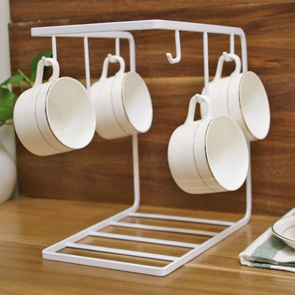 Hanging Nail-free Partition Cup Holder Creative Kitchen Supplies Storage Rack, Style:6 Hooks