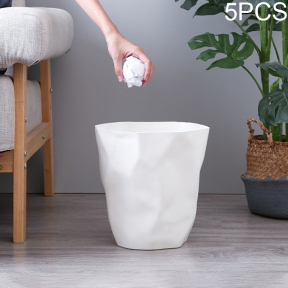 5 PCS Creative Foldable Household Lidless Plastic Trash Can, Size:S(White)