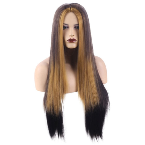 Long Straight Hair Wigs Ladies Gradient Color Lace Long Straight Hair Wig Headgear