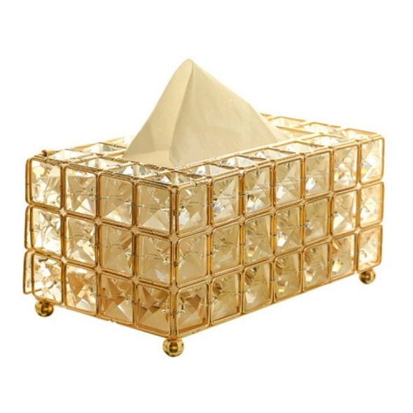 Light Luxury Crystal Lipstick Box Cosmetic Jewelry Box Crystal Pen Tissue Box Crystal Tray, Style: Tissue Box(Crystal)