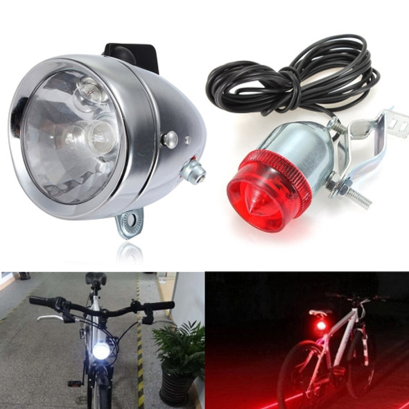 Bicycle Generator Modified Grinding Lamp Retro Headlight + Taillight, 12V 6W