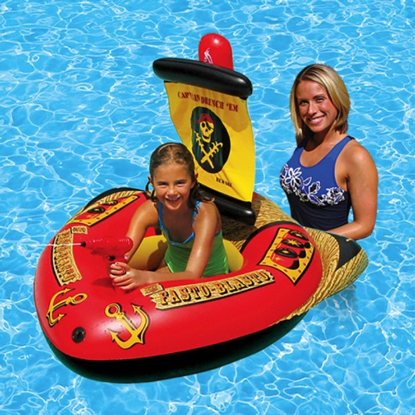 87212 Adult Water Inflatable Swimming Ring Pirate Ship Shape Floating Bed, Size:127 x 124 x 72cm