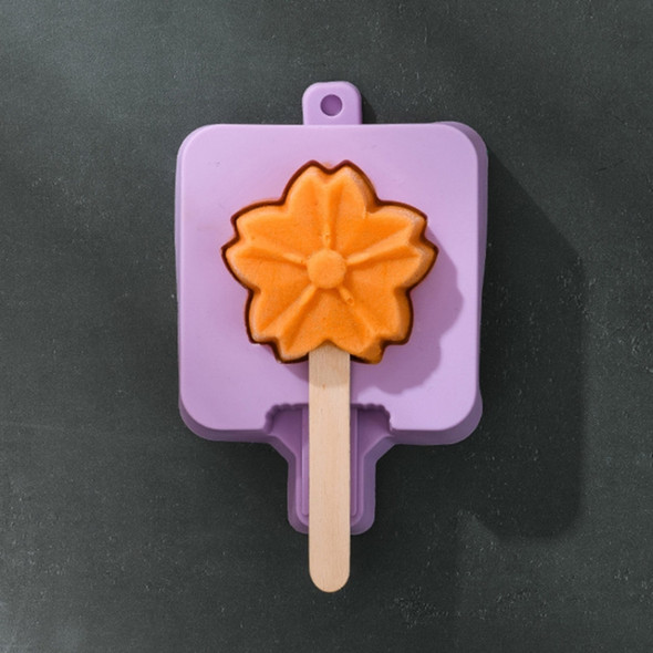 Homemade Children Cute Silicone Cartoon Popsicle Ice Cream Mould, Style:Small Sakura