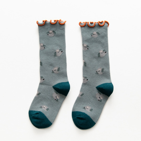 Autumn and Winter Children Fungus Cute Cartoon Pattern Jacquard Tube Socks, Style:75002-Blue Gray Elephant(S)