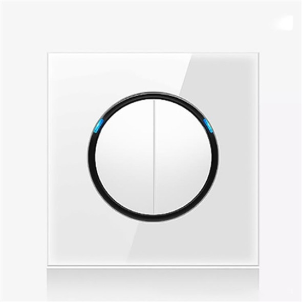 86mm Round LED Tempered Glass Switch Panel, White Round Glass, Style:Two Billing Control