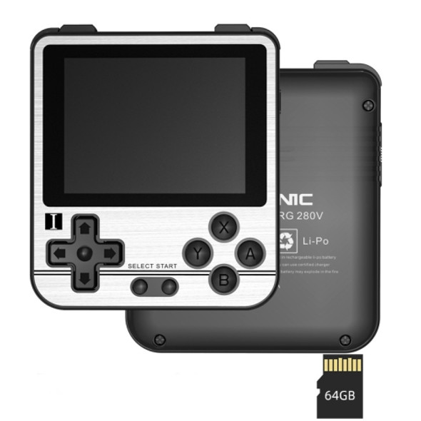 ANBERNIC RG280V 2.8 Inch Screen Open Source Handheld Game Console 4700 Dual Core CPU 16G+64G (Silver)
