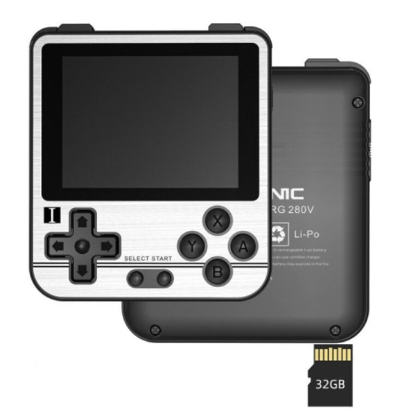 ANBERNIC RG280V 2.8 Inch Screen Open Source Handheld Game Console 4700 Dual Core CPU 16G+32G (Silver)