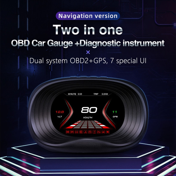 P20 OBD2 + GPS Mode Car Head-up Display HUD Overspeed / Speed / Water Temperature / Engine Failure Alarm