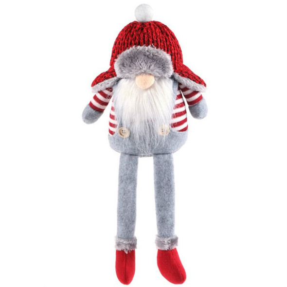 Christmas Long-Legged Sitting Faceless Doll Santa Claus Hotel Restaurant Decoration Gift Decoration(Round Hat )