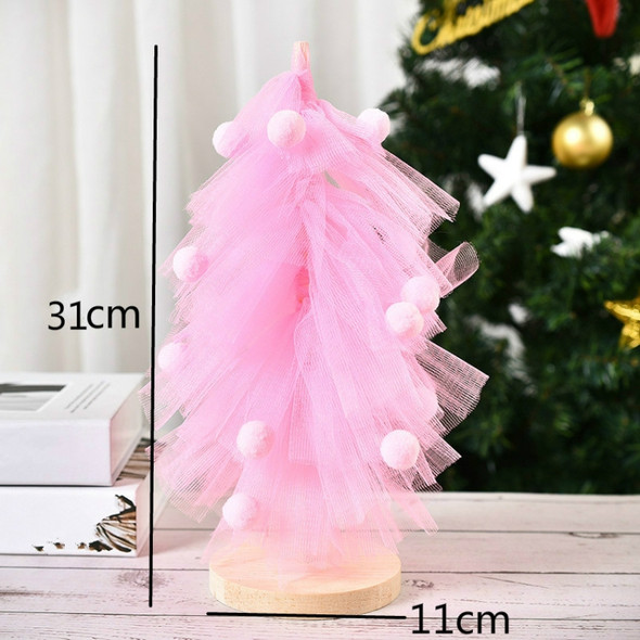 Christmas Tree Skirt Desktop Ornaments Gauze Pine Party Decorations Christmas Decorations(Pink)