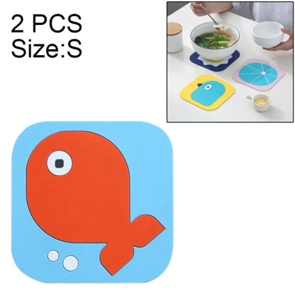 2 PCS Creative Cartoon Insulation Pad Home Dining Mat Coaster Silicone Anti-scalding Bowl Mat, Size:S(Fish)