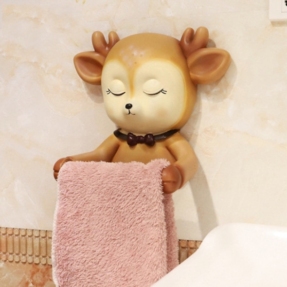 Punch-free Cartoon Animal Creative Home Roll Bathroom Wall-mounted Tissue Box(Baby Deer)