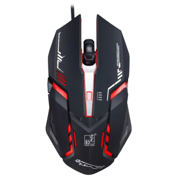 Chasing Leopard V17 USB 2400DPI Four-speed Adjustable Line Pattern Wired Optical Gaming Mouse with LED Breathing Light, Length: 1.45m(Black)