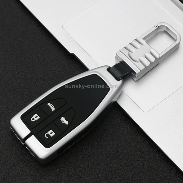 Car Luminous All-inclusive Zinc Alloy Key Protective Case Key Shell for Hong Qi B Style Smart 4-button (Silver)