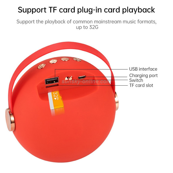 Wireless Bluetooth Speaker Outdoor Card USB Portable Mini Ball Speaker(Red)