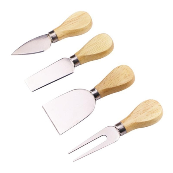 4 PCS Stainless Steel Cheese Knife Bamboo Handle Cheese Slicer Wood Handle Cheese Knives Set Cutter